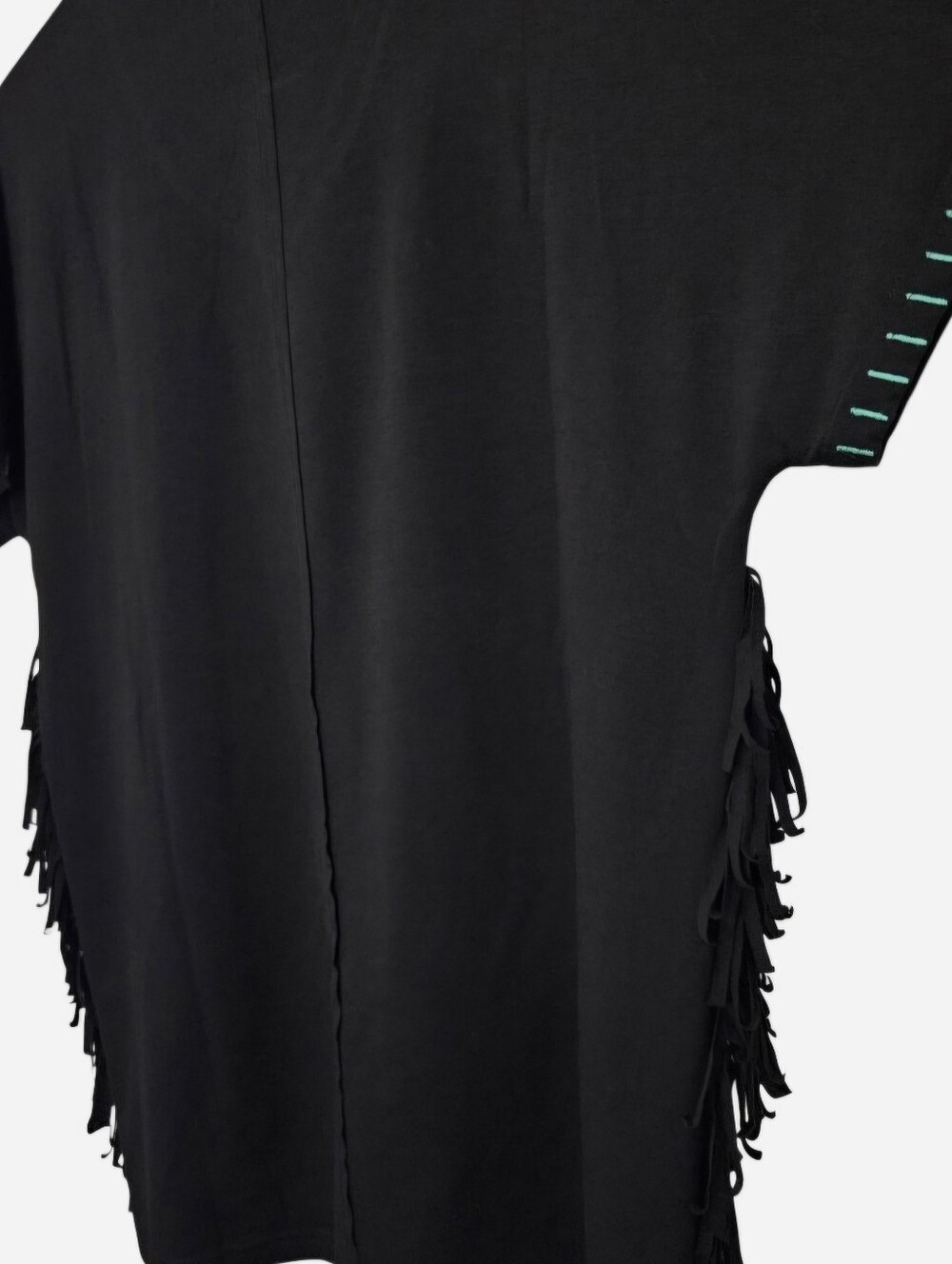Sterling Kreek black western rodeo blouse with fringe down sides & embroidered - Picture 6 of 7